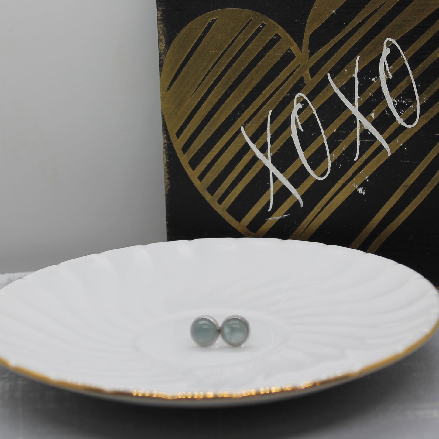 gemstone earrings - small ( 8mm) silver