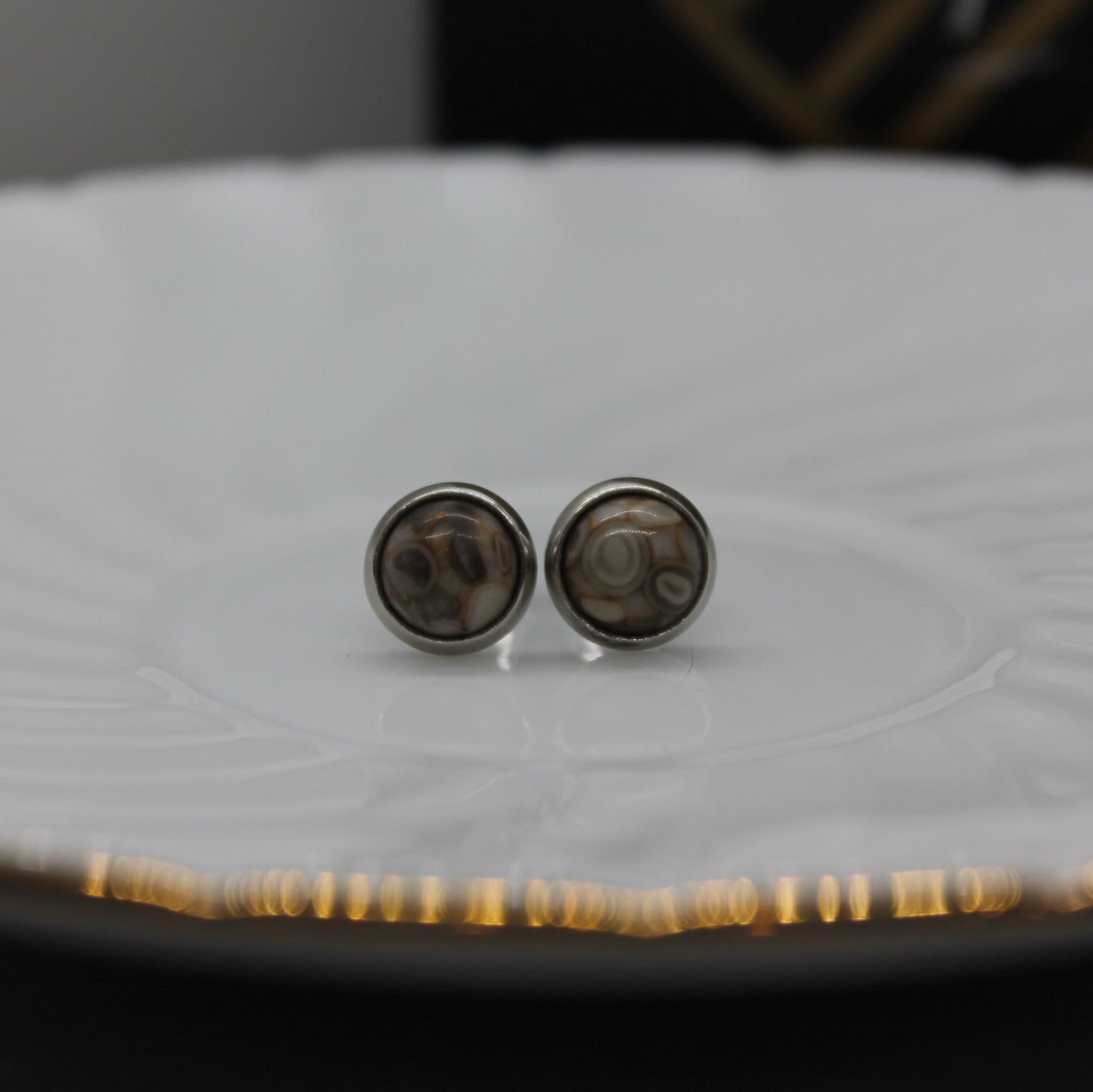 gemstone earrings - small ( 8mm) silver