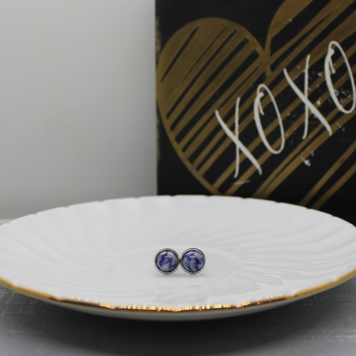 gemstone earrings - small ( 8mm) silver