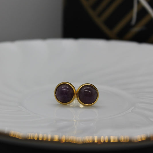 gemstone earring - small (8mm) gold